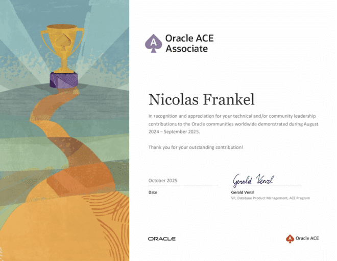 Oracle ACE certificate