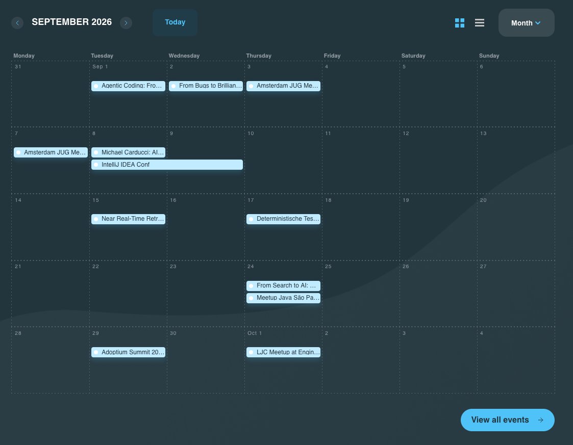 The old calendar. 11 entries for the month, each one typed into WordPress by hand.