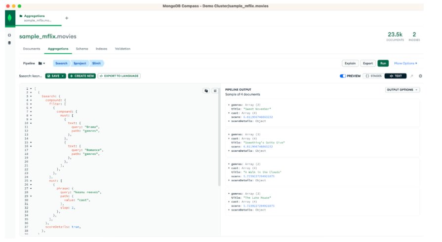 three-stage aggregation pipeline in Compass