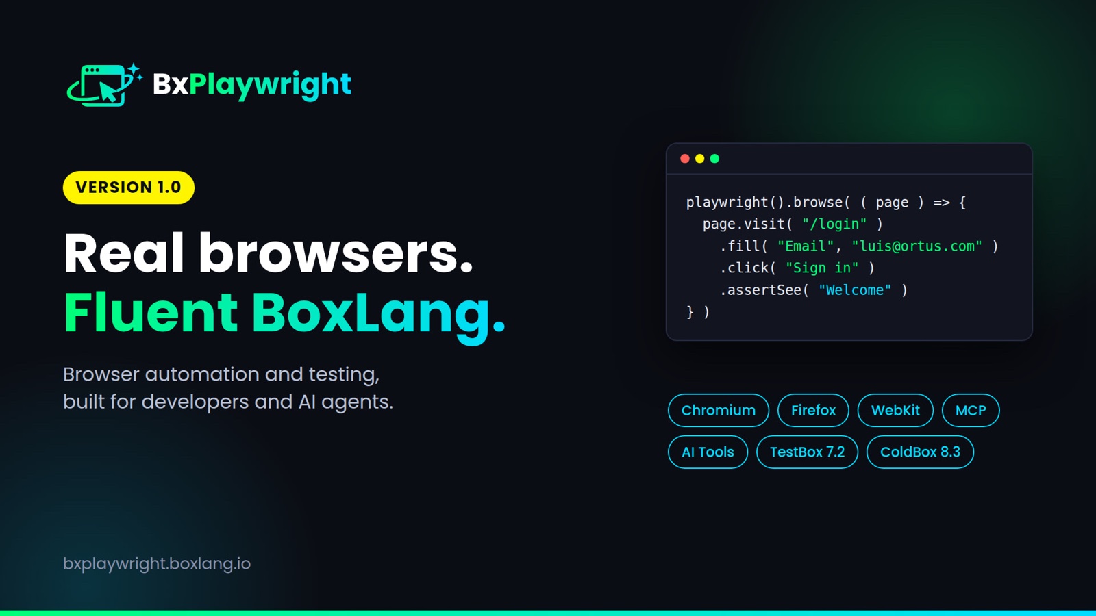 BxPlaywright 1.0: Real Browsers, Fluent BoxLang, Built for AI Agents