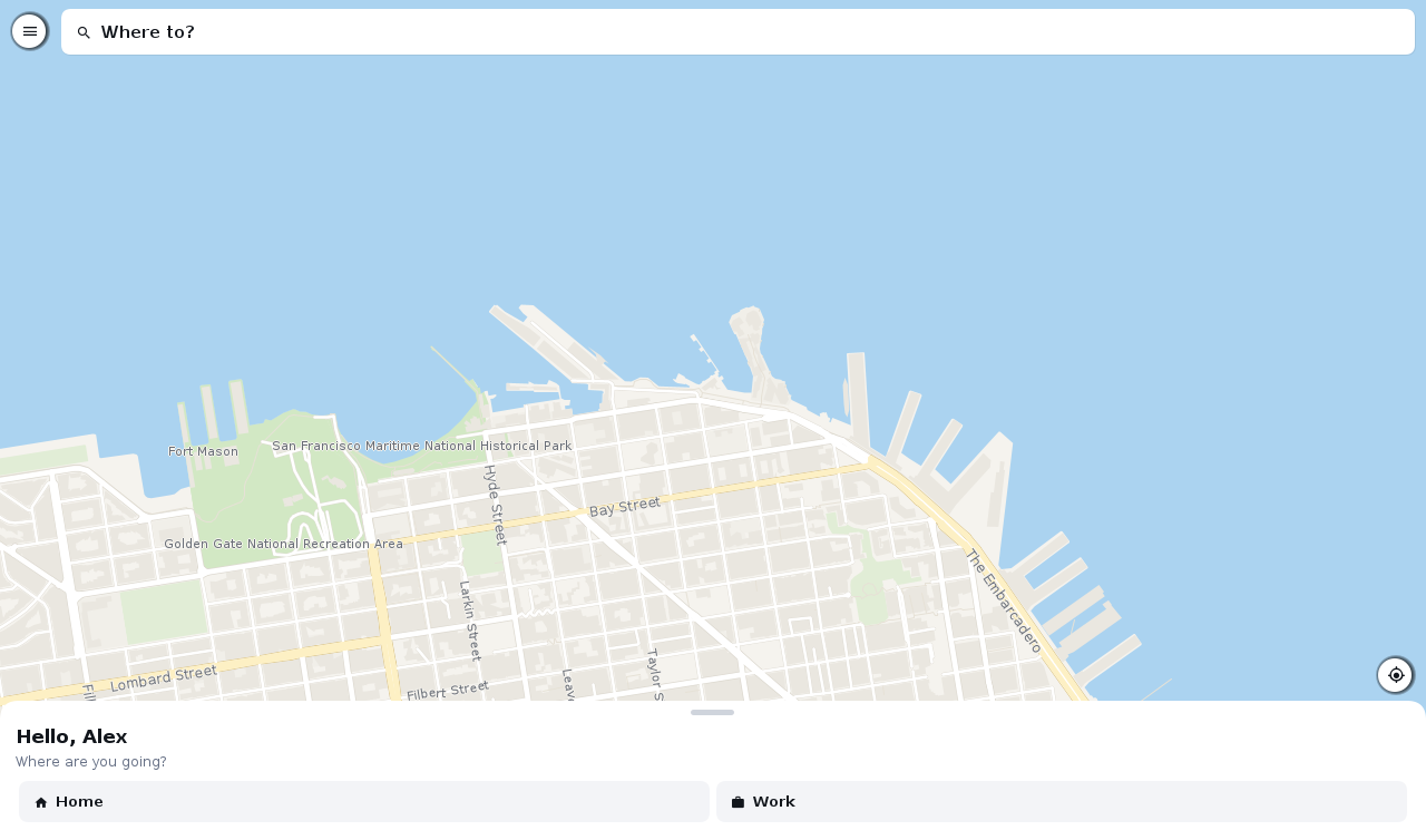 The rider experience in a wide desktop window.