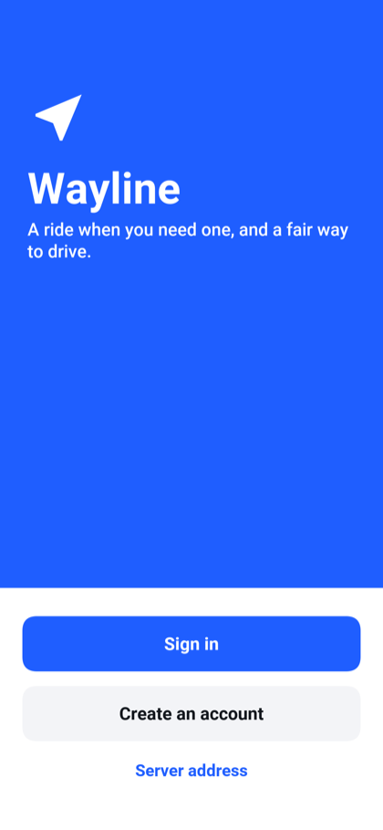 Sign in, create an account or choose the server.