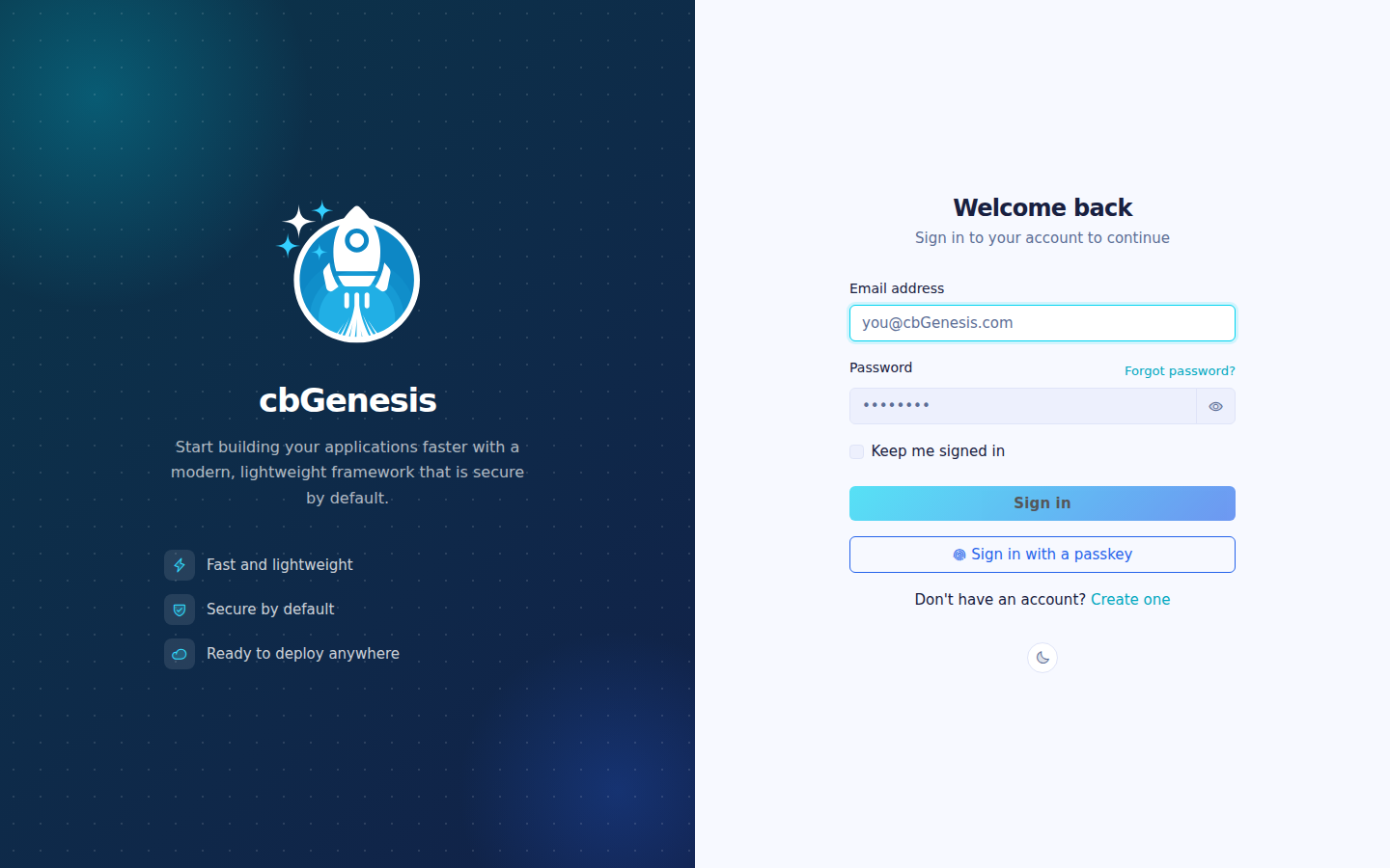 Login: the default AuthSplit layout