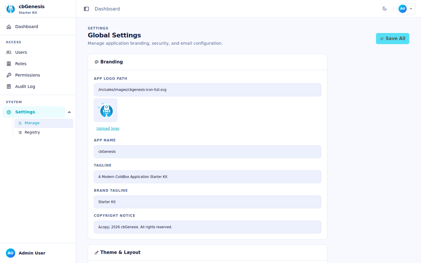 Settings: DB-backed config, no redeploy needed