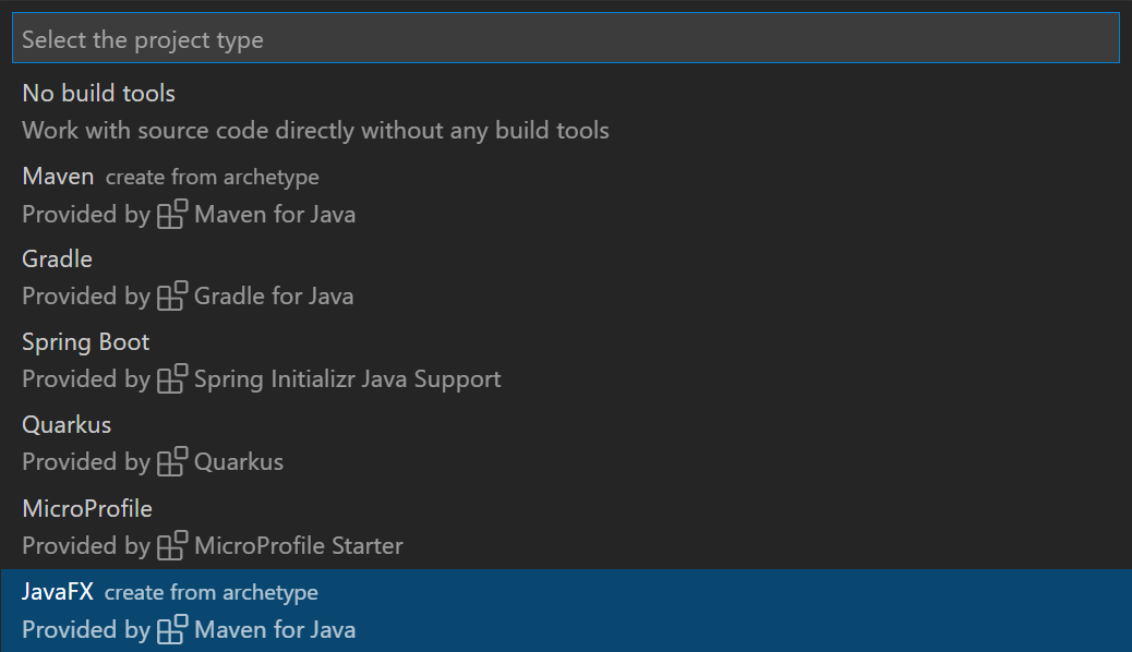 create javafx