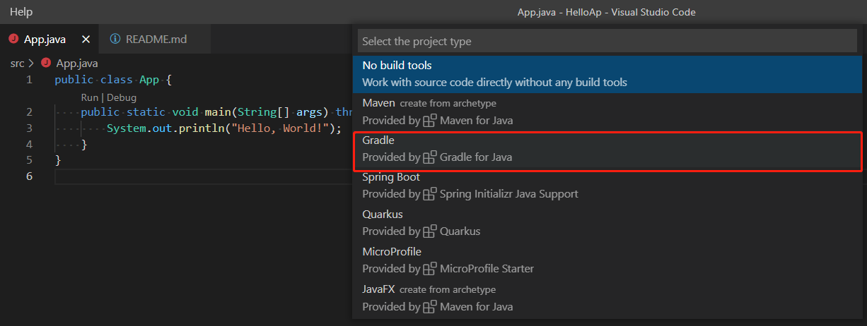 Create gradle project