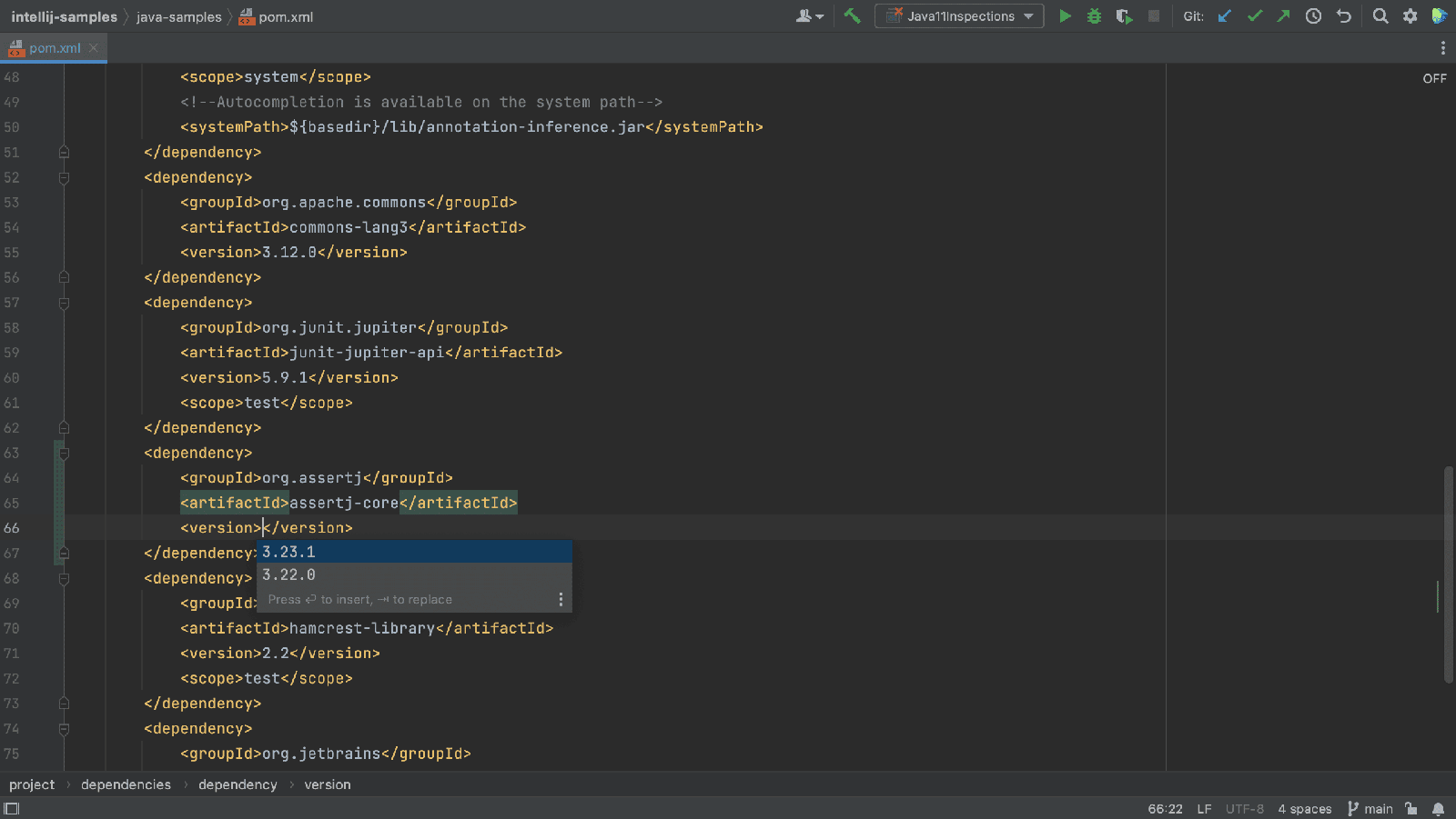 Code completion in pom.xml Code completion in pom.xml