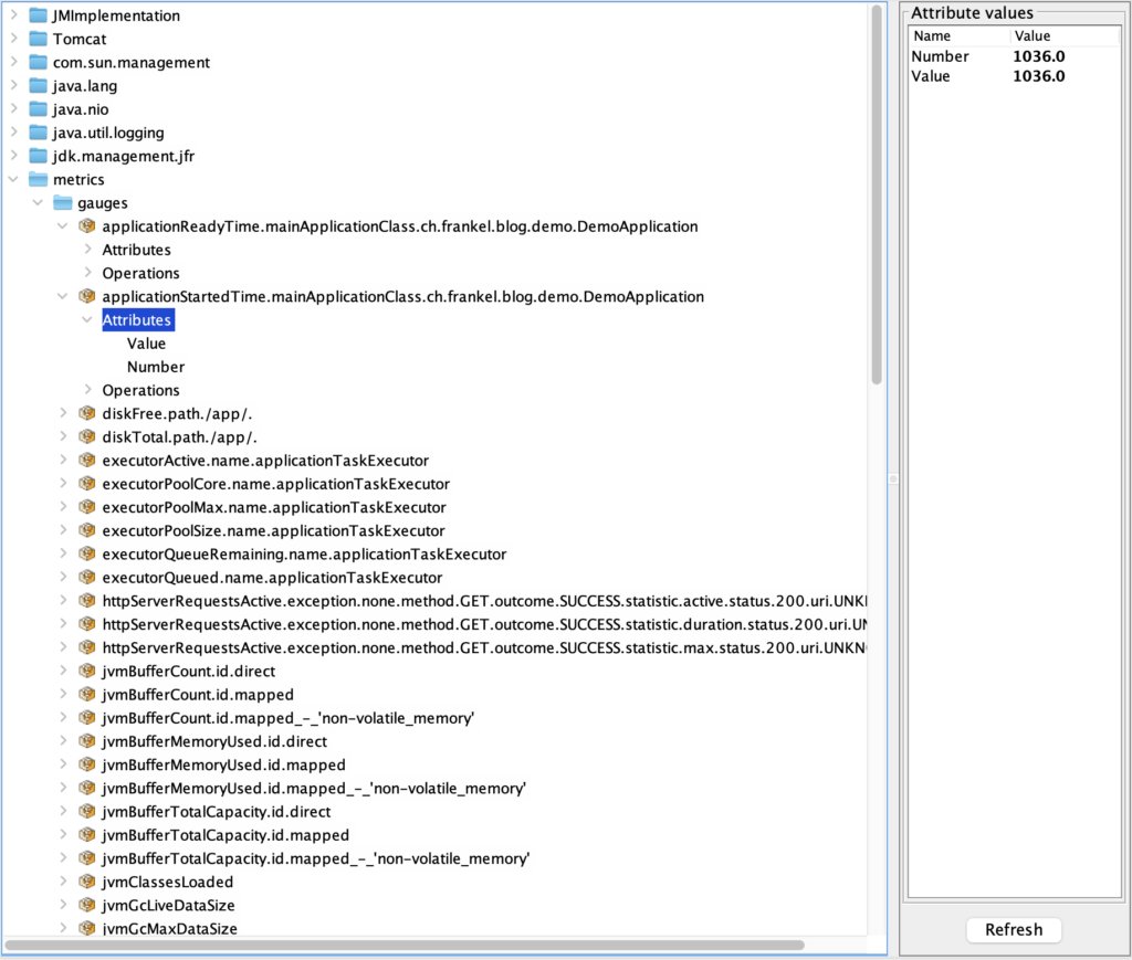 MBeans shown in jconsole