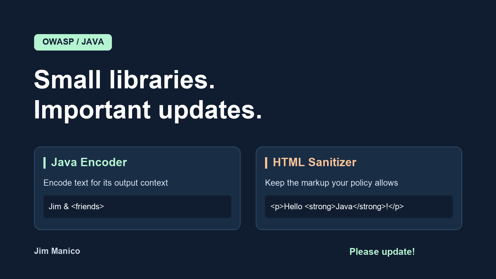 OWASP Java Security Libraries: Please Update!