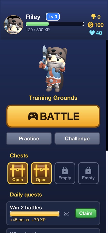 The Skirmish home screen