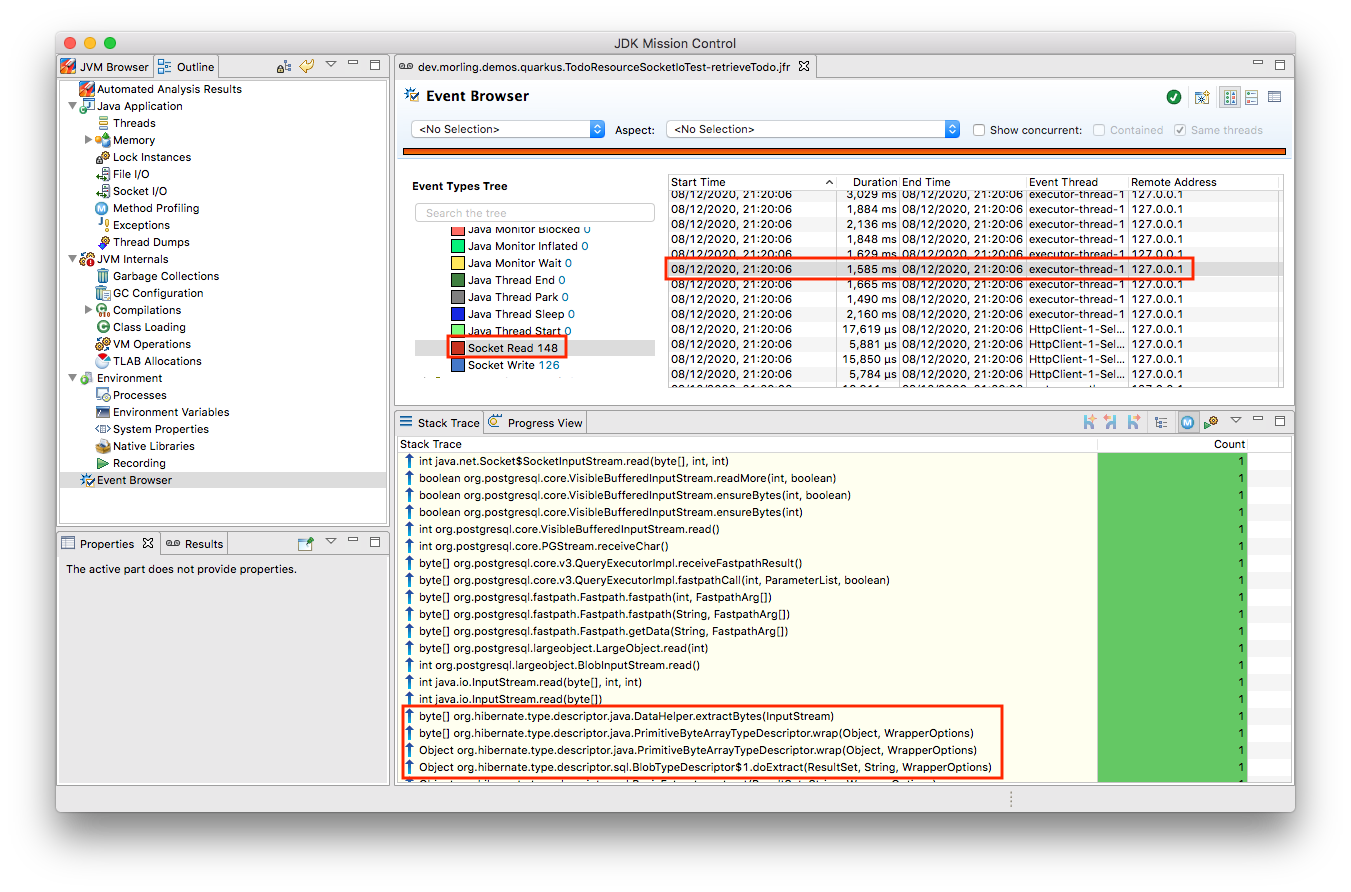 Socket read and write events after the performance regression Socket read and write events after the performance regression