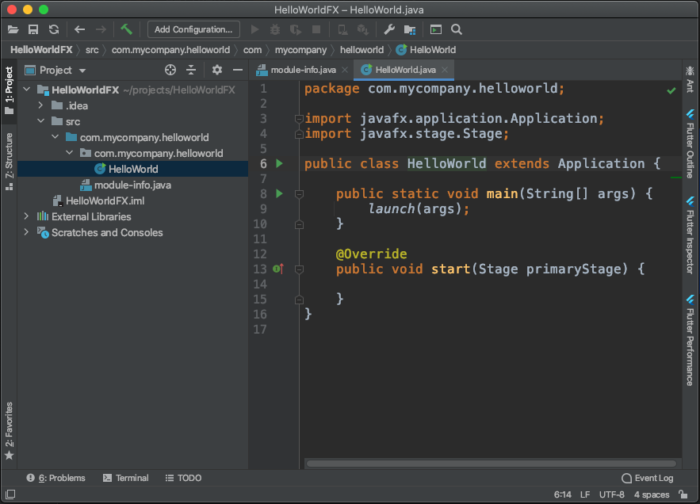 Как создать javafx приложение в intellij idea