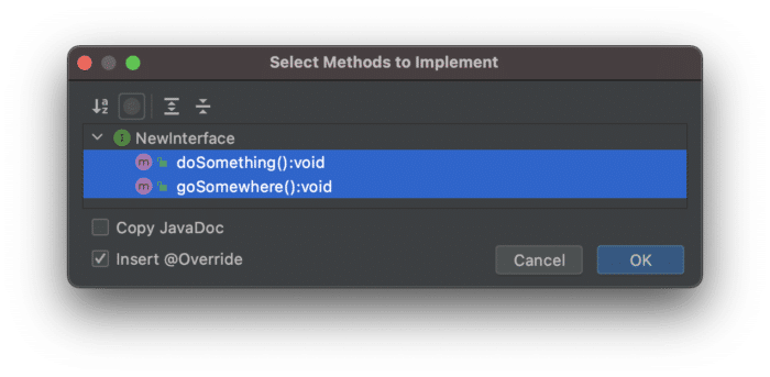 Select methods to implement