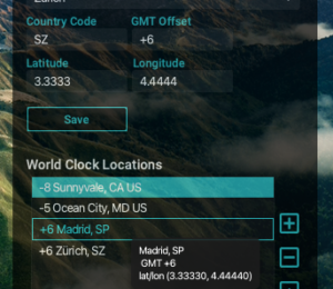 World Clock Location Config Form