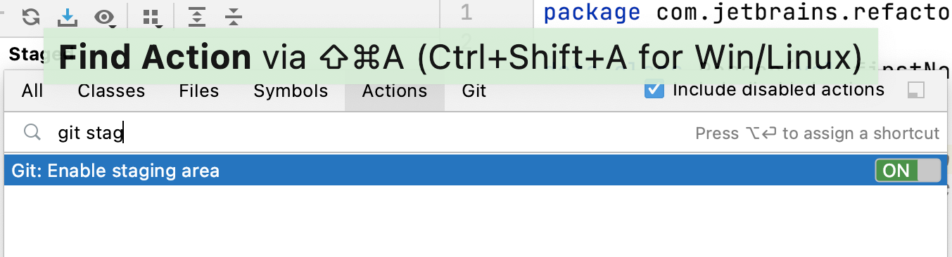 Enable git staging