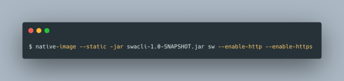 Compiling a native image for our swacli application