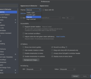 Selecting a Theme in IntelliJ IDEA Preferences