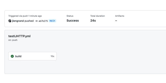 GitHub action run results