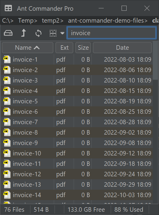 File Manager Ant Commander Pro using the sorting algorithm with numbers