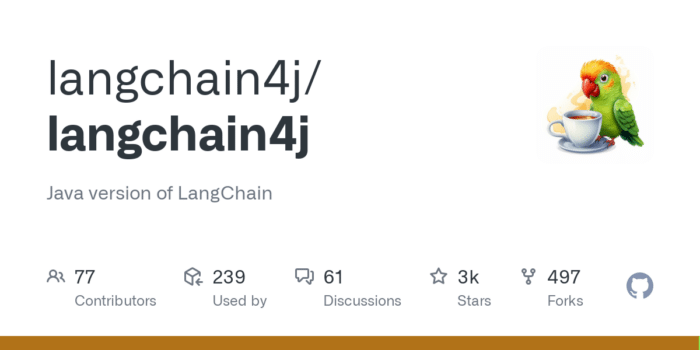 LangChain4J GitHub repository README image