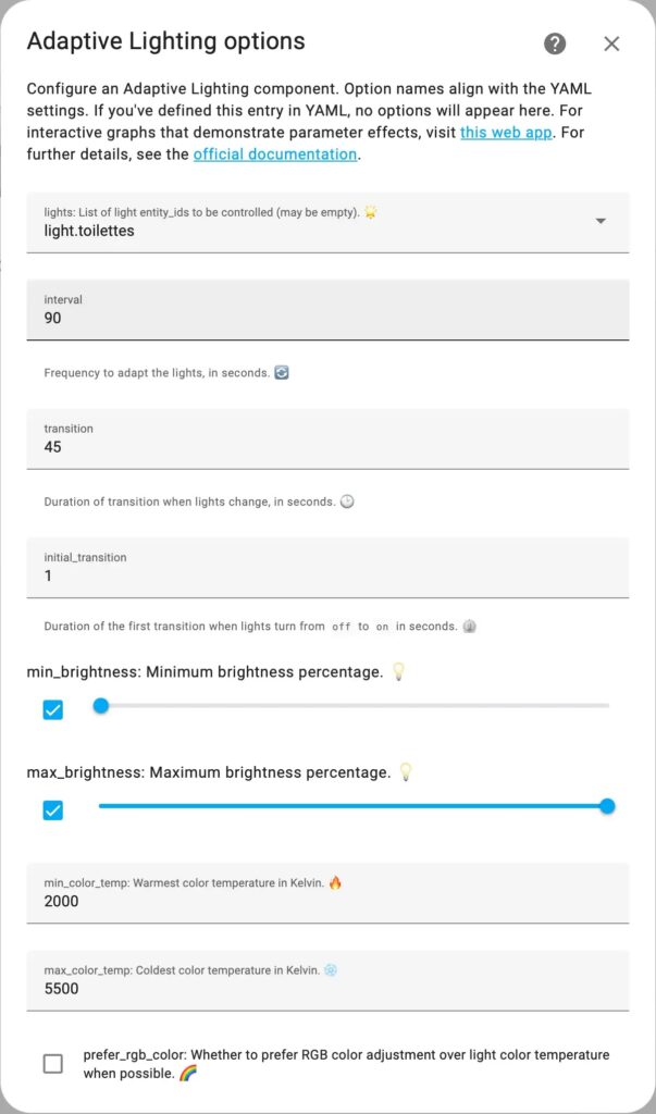 Configure the Adaptive Lighting service