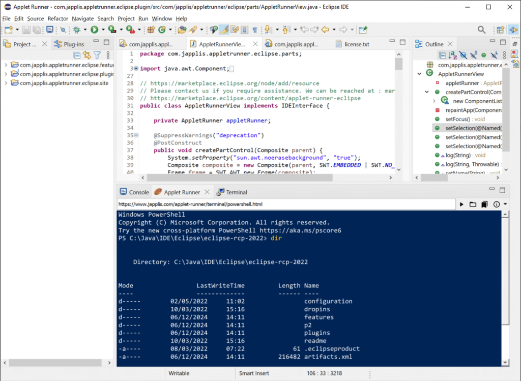 Powershell running in Eclipse IDE