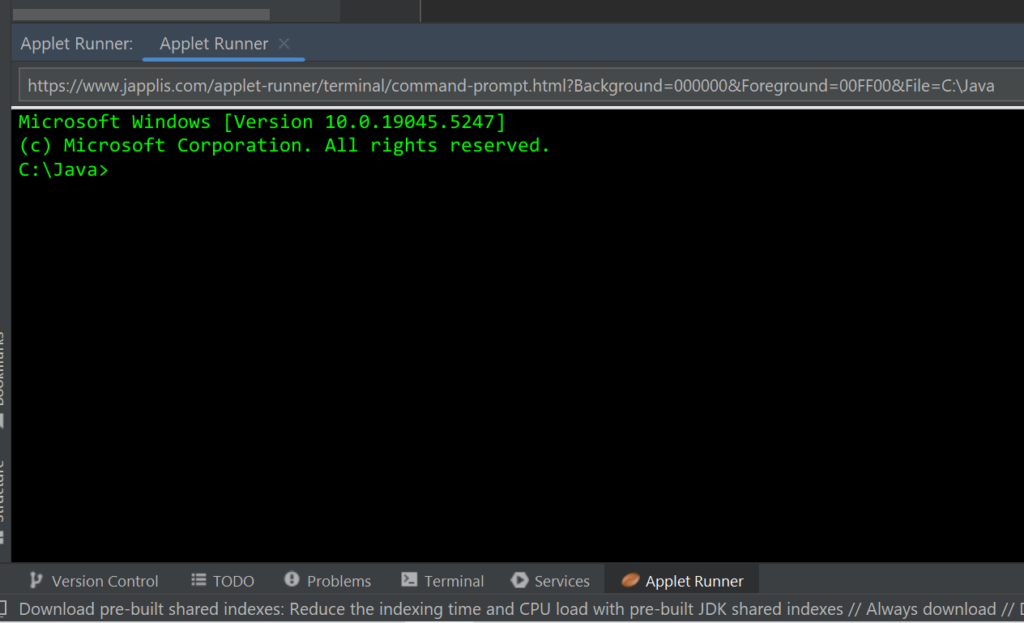 Command Prompt with Applet Runner plug-in