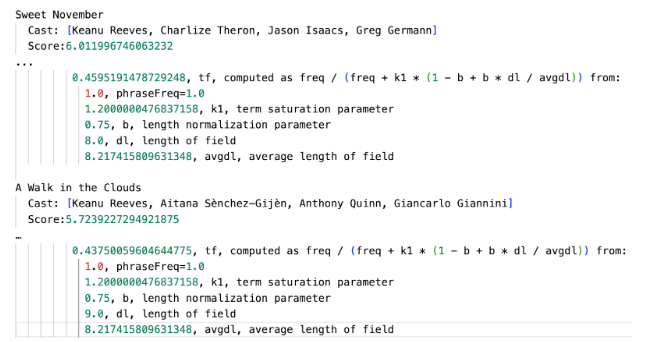 score details showing