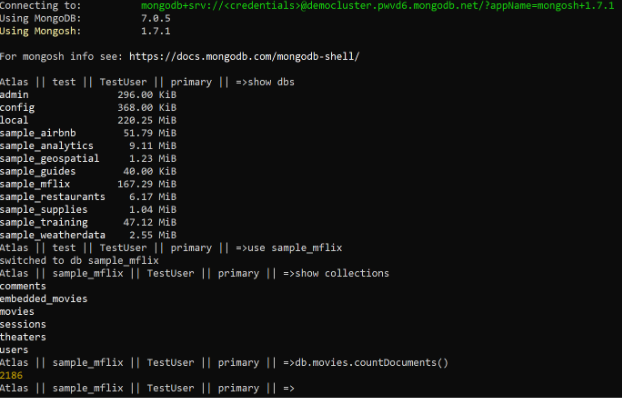 ShellPrompt &rarr; Base cluster list of databases where CRUD operations are performed from the application
